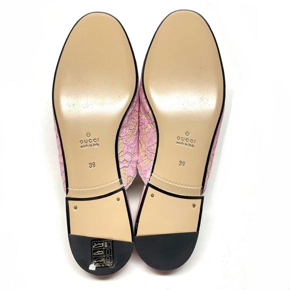 GUCCI Princetown Horsebit Detailed Lace Slippers pink 39 - Picture 4 of 5